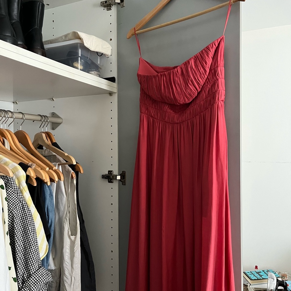 Pure silk lightweight strapless dress peony pink. Originally from Smallable UK.